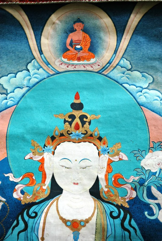 Thangka Painting Hand-Painted Cotton Canvas 60x45cm