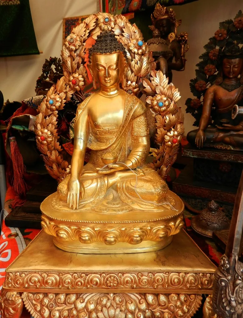 Brass Buddha Statue 8 Inch Lost-Wax Cast