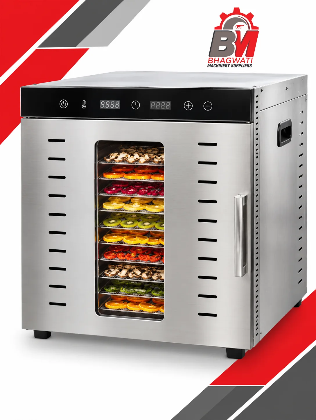 12 Tray Food Dehydrator - 1000 W, 30-90 C, 24 Hour Timer