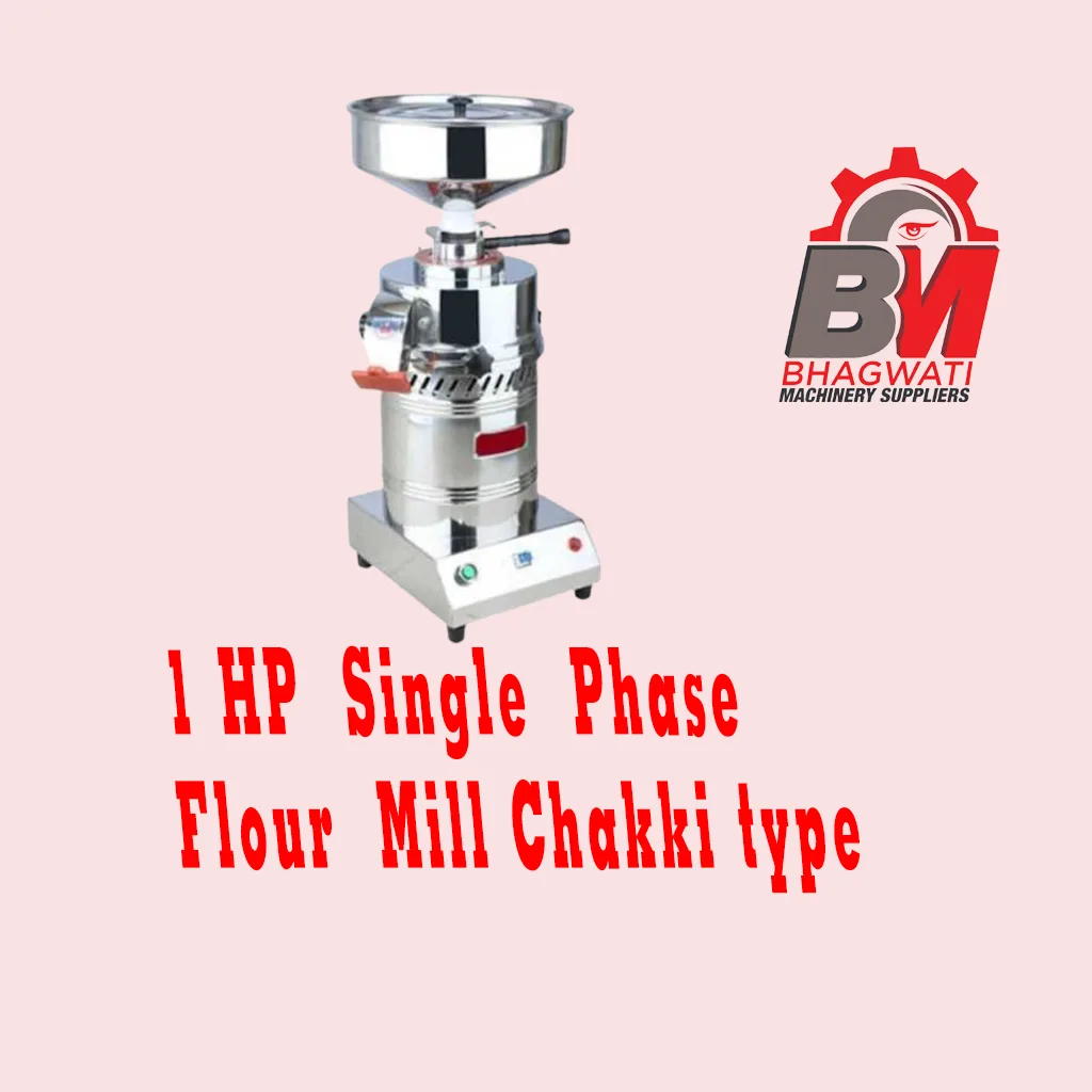 1 HP Stainless Steel Round Flour Mill (Atta Chakki) - Single Phase, Semi-Automatic