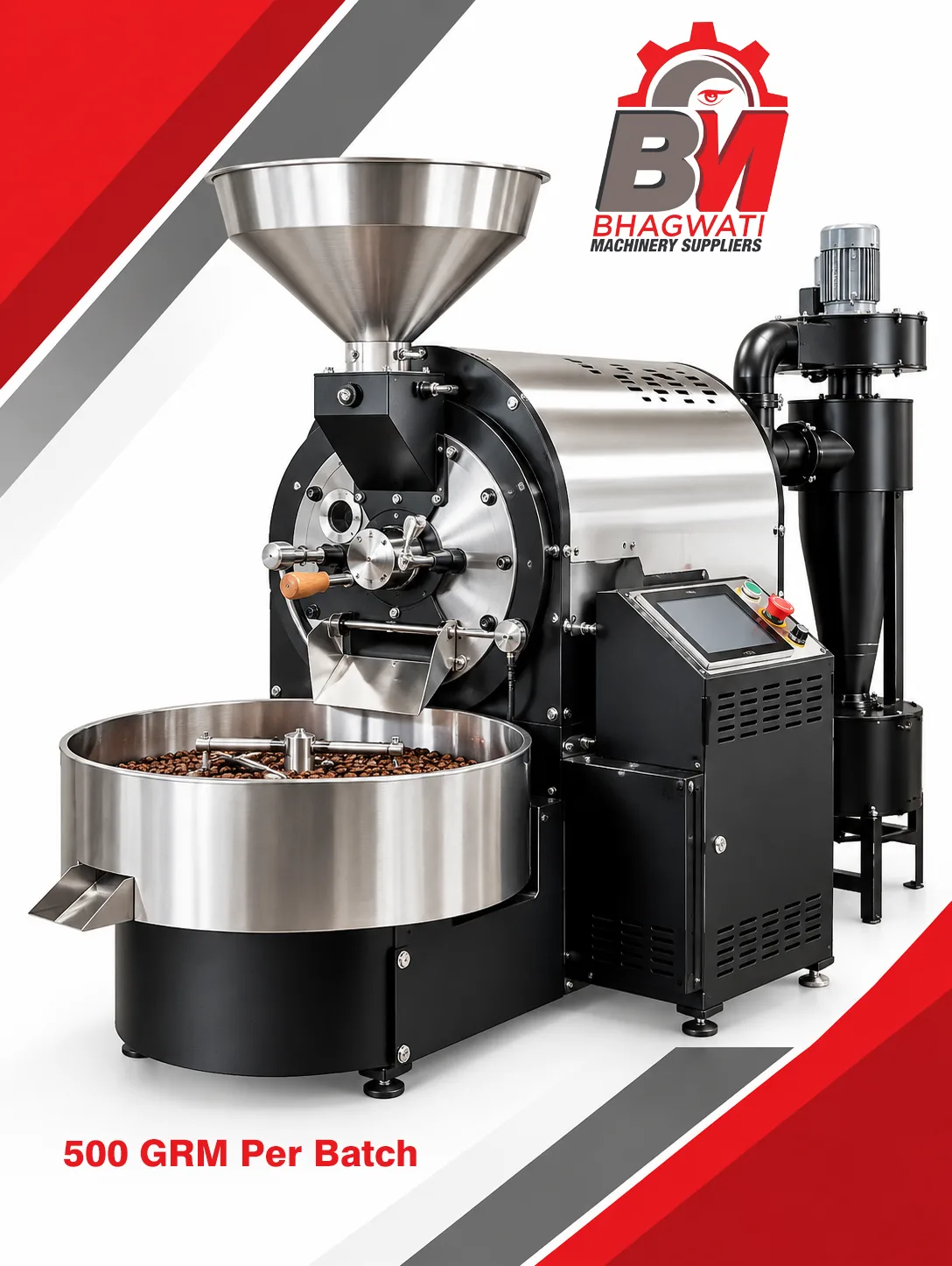 Coffee Roasting Machine - 350-500 g Batch, 1.8 kW, 220 V Single Phase